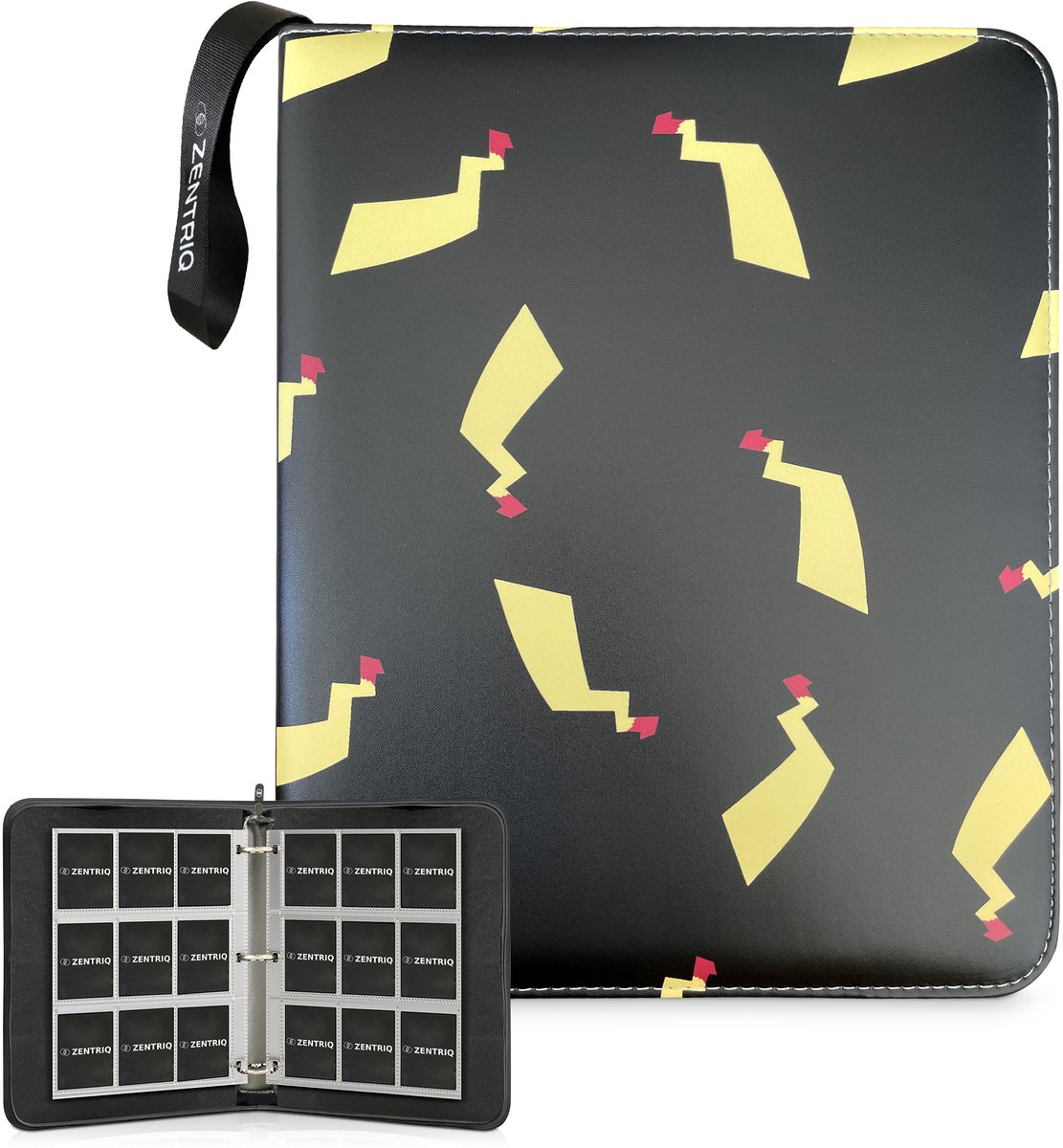 Pokemon Map – 900 Kaarten | 50 Pagina’s | Zwarte Bliksemstaarten | Zentriq PU-Leder Pokemon Kaarten Map met Ritssluiting | Waterdicht & Duurzaam | Card Binder | Verzamelmap Voor Pokémon- & Andere Ruilkaarten